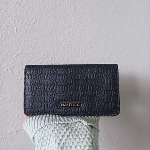 Nautica Black Embossed Textured Wallet Snap Close